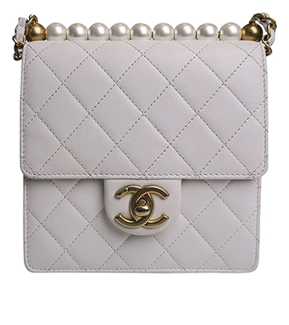 Logo Pearl Flap Bag, front view